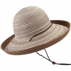 Sun Hats Wide Brim Floppy Sun Hat 100% Cotton Packable Summer Beach Hats for Women - Sh052 Khaki - CQ18NLKILWA $25.81