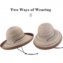 Sun Hats Wide Brim Floppy Sun Hat 100% Cotton Packable Summer Beach Hats for Women - Sh052 Khaki - CQ18NLKILWA $25.81