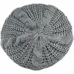Berets Women's Lady Knitted Beret Braided Baggy Beanie Crochet Hat Ski Cap - Grey - CM11MIPEMN3 $11.79