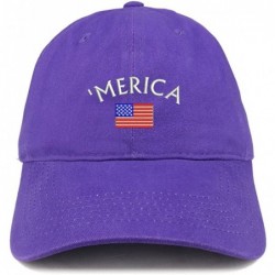 Baseball Caps Merica Small American Flag Embroidered Dad Hat Cotton Baseball Cap - Purple - C1185HLKRZ4 $24.15
