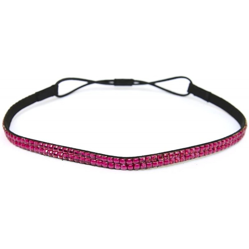Headbands Custom Color Bling Shimmering Rhinestone Elastic Stretch Headbands - Thin Hot Pink - CG11JAY3HKX $19.94
