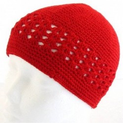 Skullies & Beanies Knit Kufi Hat - Koopy Cap - Crochet Beanie - Red - CD115FCJI2B $20.68