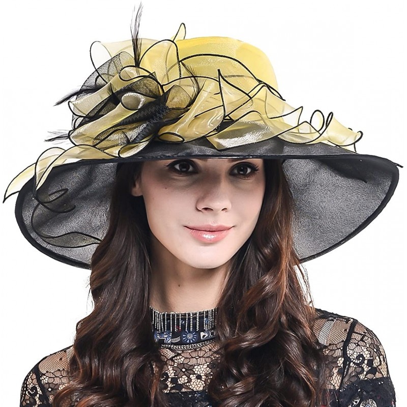 Sun Hats Women's Kentucky Derby Dress Tea Party Church Wedding Hat S609-A - S603-yellow - C518CL3XUNN $35.75