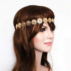 Headbands Elastic Boho Head Chain Gold Coin Headband Circle Hair Acessories for Women and Girls - CB18RRDI8LQ $20.83