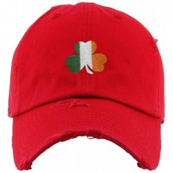 Baseball Caps Irish Shamrock Vintage Baseball Cap Embroidered Cotton Adjustable Distressed Dad Hat - Red - CP1924WQ0MD $31.82