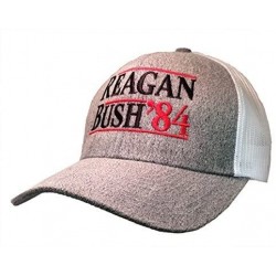 Baseball Caps Reagan Bush 84 Campaign Adult Trucker Hat - Heather Grey With White Mesh - CH17YSQ2ETK $25.10