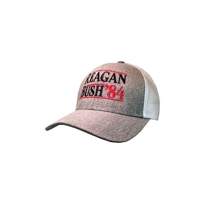 Baseball Caps Reagan Bush 84 Campaign Adult Trucker Hat - Heather Grey With White Mesh - CH17YSQ2ETK $41.08