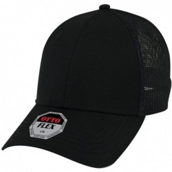 Baseball Caps Low Profile Flex Fitting Mesh Back Trucker Cap - Black Black - CO18I23RDU8 $22.32