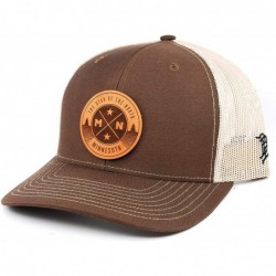 Baseball Caps Minnesota 'The North Star' Leather Patch Hat Curved Trucker- OSFA/Brown/Tan - CT18LQRKZDH $57.04