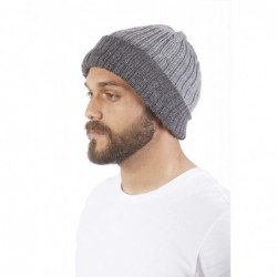 Skullies & Beanies Reversible Knit 100% Alpaca Wool Beanie - Soft- Warm & Thick Woolen Hat Cap - Charcoal / Grey - C718OZ53ZA...