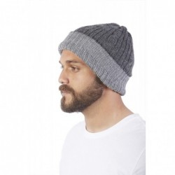 Skullies & Beanies Reversible Knit 100% Alpaca Wool Beanie - Soft- Warm & Thick Woolen Hat Cap - Charcoal / Grey - C718OZ53ZA...