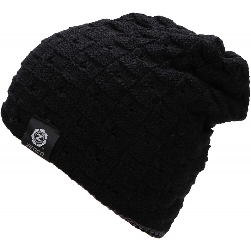 Skullies & Beanies Men/Women's Winter Handcraft Knit Dual-Layered Slouchy Beanie Hat - 7531_black - CG12846OMBB $27.84