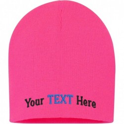 Skullies & Beanies Skull Knit Hat with Custom Embroidery Your Text Here or Logo Here One Size SP08 - Neon Pink Knit W/ Text -...