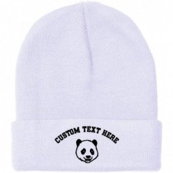 Skullies & Beanies Custom Beanie for Men & Women Panda Bear Face Embroidery Acrylic Skull Cap Hat - White - CZ18ZS2OST4 $32.11