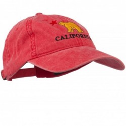Baseball Caps California with Bear Embroidered Washed Cap - Red - C811NY2ZM0B $49.89