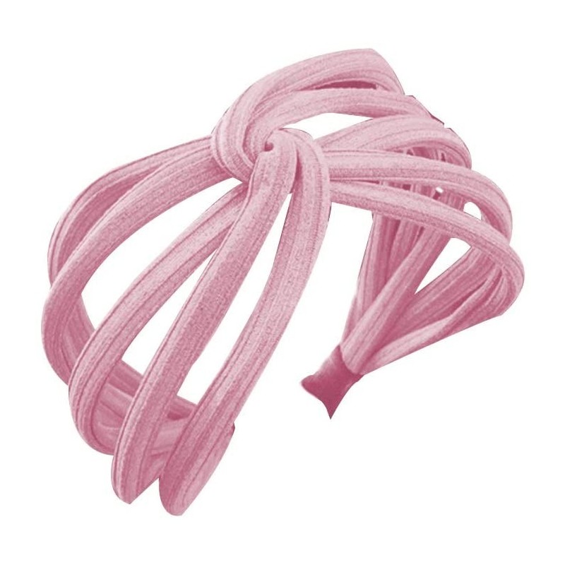 Headbands Fashion Solid Color Wide Multilayer Knotted Hairband Headband Headwear for Women Pink - Pink - C018YA289G6 $12.00