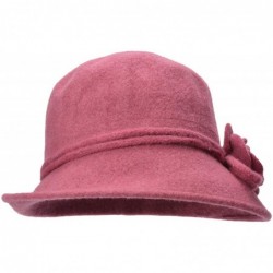 Bucket Hats Womens Retro Collapsible Soft Knit Wool Cloche Hat Bucket Flower A466 - Dark Pink - CQ186XTLSR3 $32.64