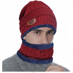 Skullies & Beanies Winter Hat Warm Thick Beanie Hat Scarf Set Knitted Hat for Men Women - Red Set - CM18HUX9QIL $20.49
