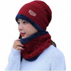 Skullies & Beanies Winter Hat Warm Thick Beanie Hat Scarf Set Knitted Hat for Men Women - Red Set - CM18HUX9QIL $23.42