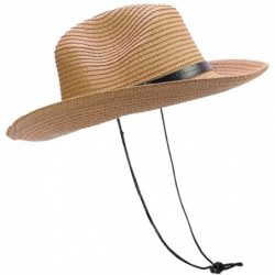Cowboy Hats Stained Woven Straw Outback Western Cowboy Adult Sun hat - Light Coffee - CV182KWD3LT $27.79