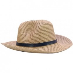 Cowboy Hats Stained Woven Straw Outback Western Cowboy Adult Sun hat - Light Coffee - CV182KWD3LT $28.51