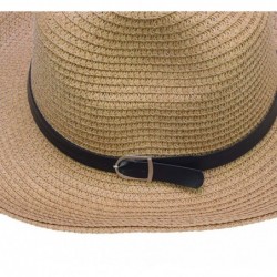 Cowboy Hats Stained Woven Straw Outback Western Cowboy Adult Sun hat - Light Coffee - CV182KWD3LT $28.51