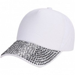 Baseball Caps Baseball Caps chaofanjiancai Women Men Plain Hats Adjustable Hip-Hop Summer Rhinestone Sports - White - C318ERO...