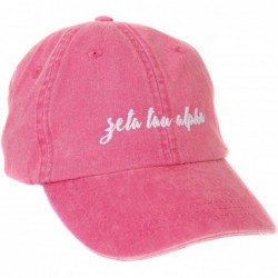 Baseball Caps Zeta Tau Alpha (N) Sorority Baseball Hat Cap Cursive Name Font ZTA - Hot Pink - CZ188U7M44Y $41.24