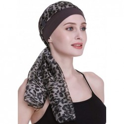 Headbands Elegant Chemo Cap With Silky Scarfs For Cancer Women Hair Loss Sleep Beanie - Grey - CH18LXA402N $35.74