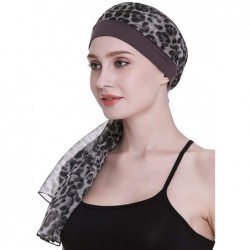 Headbands Elegant Chemo Cap With Silky Scarfs For Cancer Women Hair Loss Sleep Beanie - Grey - CH18LXA402N $21.05