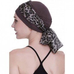 Headbands Elegant Chemo Cap With Silky Scarfs For Cancer Women Hair Loss Sleep Beanie - Grey - CH18LXA402N $21.05