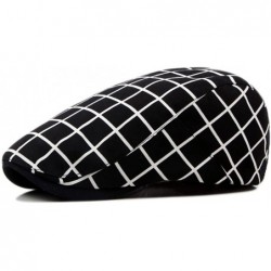 Newsboy Caps Men's Unisex Cotton Plaid Newsboy Ivy Irish Cabbie Gatsby Golf Cap Hat for Men - Black - CK182DX0K3H $21.52