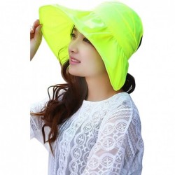 Sun Hats Womens Foldable Anti UV Sun Hat Cap Big Brim Floppy Travel Beach Bucket Hat UPF50+ - Shiny Yellow - C811ZPG6CF3 $26.96