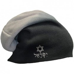 Skullies & Beanies Custom Slouchy Beanie Hebrew Israel Star of David A Embroidery Cotton - Black Grey - CW18L6H9DON $28.45