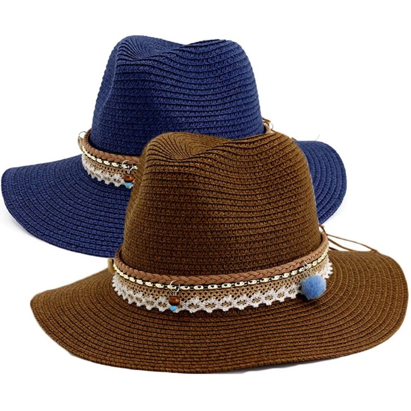 Skullies & Beanies Men Women Wide Brim Havana Jazz Sun Protection Straw Panama Fedora Beach Hats - Photo61 - CJ18QXYMC8R $45.96