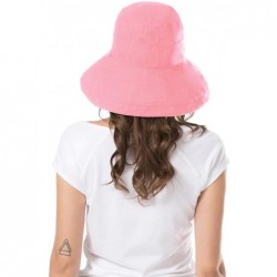 Bucket Hats Women Wide Brim Sun Hats Foldable UPF 50+ Sun Protective Bucket Hat - Printing-pink - CL18SAWZ90G $22.64