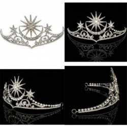 Headbands Luxury Bride Star Moon Queen Crystal Crown Tiara Wedding Bridal Party Prom Headband Headpiece(HG82) - C318DTK8WQ6 $...