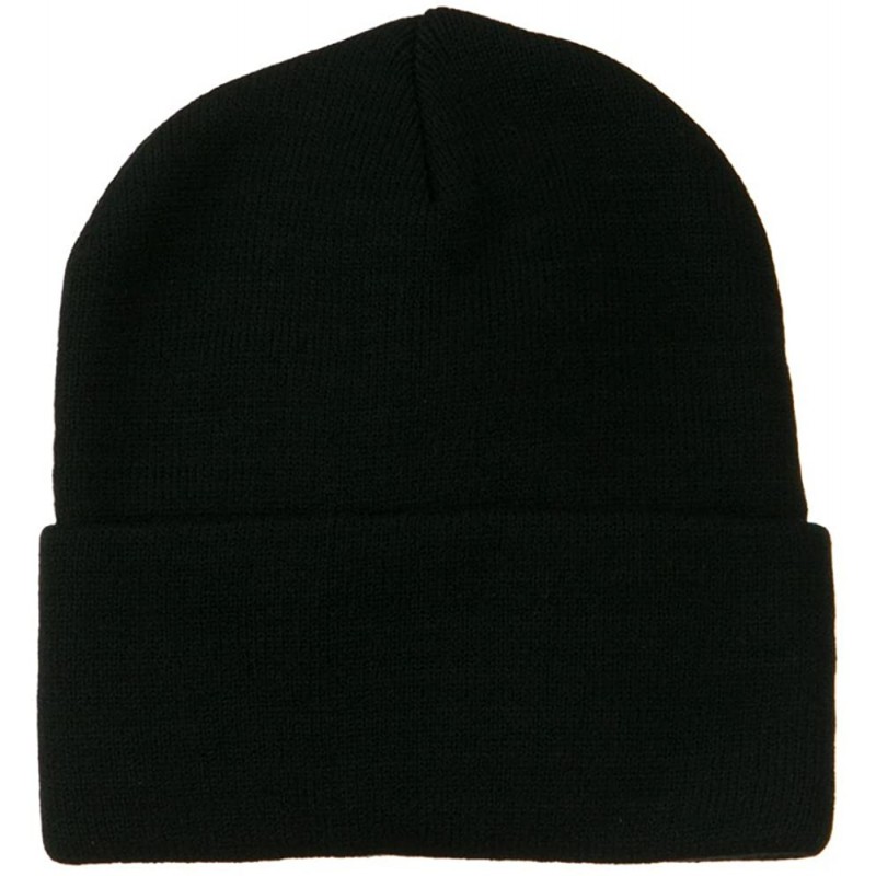 12 Inch Long Knitted Beanie - Black - C9110PMZ74T