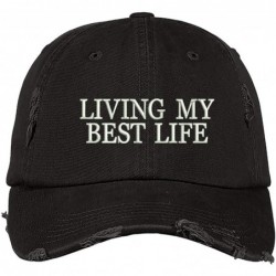 Baseball Caps Living My Best Life Distressed Baseball Cap - Unisex Dad Hat - Black - CL18MD74XGG $22.64