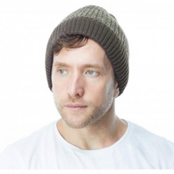 Skullies & Beanies Exclusive Ribbed Knit Warm Fuzzy Thick Fleece Lined Winter Skull Beanie - Olive - C518KC0XKKH $21.41