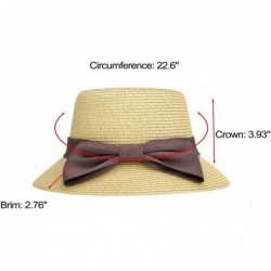 Sun Hats Women's Wide Brim Straw Sun Hat w/Large Decorative Bow and Drawstring - Nature - CV18CHXM653 $22.38