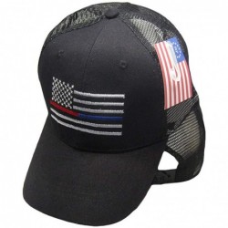 Skullies & Beanies Black MESH USA Thin Red Blue Line Low Profile Hat Baseball Support Police + Fire - CB18NSO3LLC $20.40