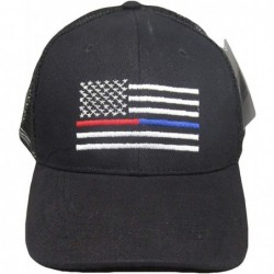 Skullies & Beanies Black MESH USA Thin Red Blue Line Low Profile Hat Baseball Support Police + Fire - CB18NSO3LLC $13.93