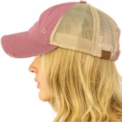 Baseball Caps Everyday Distressed Trucker Mesh Summer Vented Baseball Sun Cap Hat - Pink - C118RQWGO74 $31.91