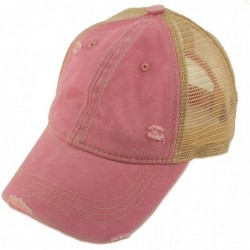 Baseball Caps Everyday Distressed Trucker Mesh Summer Vented Baseball Sun Cap Hat - Pink - C118RQWGO74 $20.92
