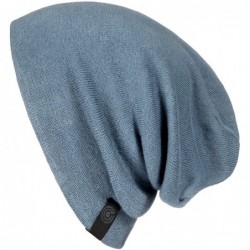 Skullies & Beanies Warm Slouchy Beanie Hat for Men and Women- Deliciously Soft Daily Beanie in Fine Knit - Blue Denim - CN185...
