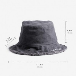 Bucket Hats Reversible Bucket Hats for Women- Trendy Cotton Twill Canvas Leather Sun Fishing Hat Fashion Cap Packable - CN195...