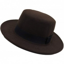 Fedoras Fedora Hats Wool Boater Flat Top Hat for Women's Felt Wide Brim Laday Prok Pie Chapeu De Feltro Bowler Gambler - CW18...