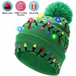 Skullies & Beanies Light Up Hat Beanie LED Ugly Xmas Party Beanie Cap Flashing Christmas Hat Knitted Cap for Women Kids - CW1...