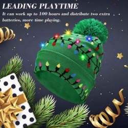 Skullies & Beanies Light Up Hat Beanie LED Ugly Xmas Party Beanie Cap Flashing Christmas Hat Knitted Cap for Women Kids - CW1...